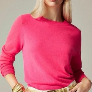 J Crew Cashmere Sweater Classic Fit Crewneck Pullover Pink Fuchsia XS